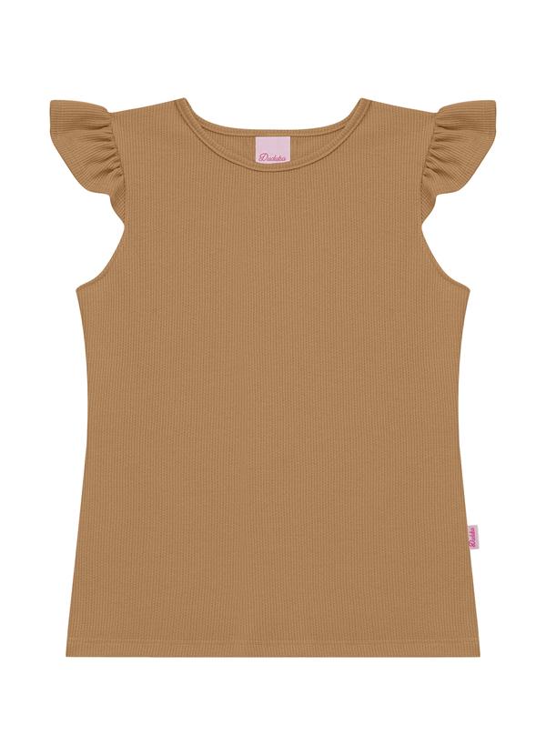 Blusa Juvenil com Etiqueta Lateral Bege