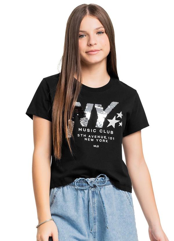 Blusa Juvenil Ny em Algodão Preto
