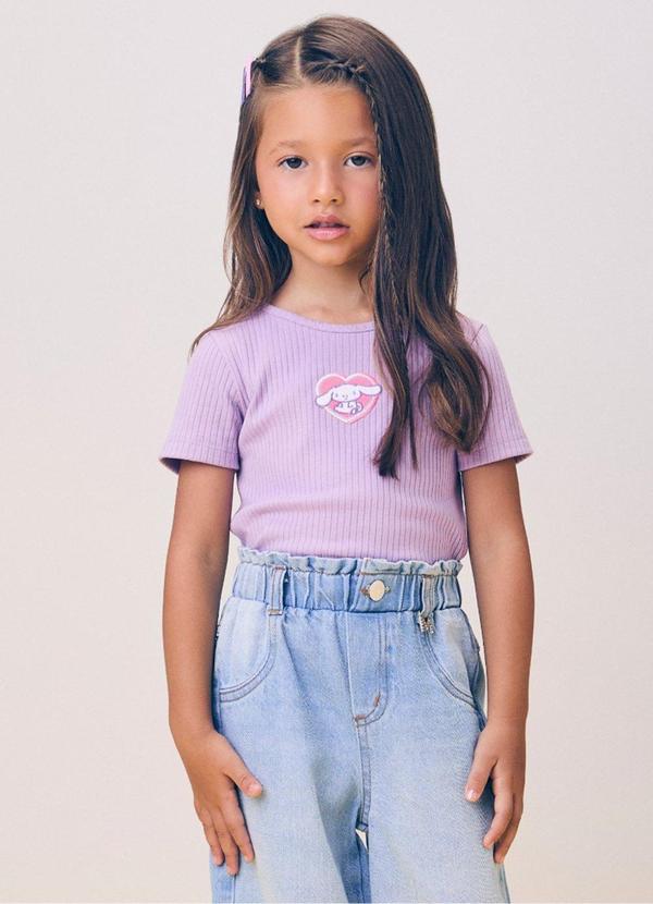 Blusa Lilás Canelada Hello Kitty do Cinnamoroll