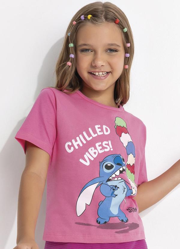 Vista 2 Blusa Lilo & Stitch Rosa Fakini Fakini