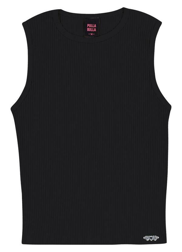 Vista 2 Blusa Malha Canelada Preto Pulla Bulla Pulla Bulla