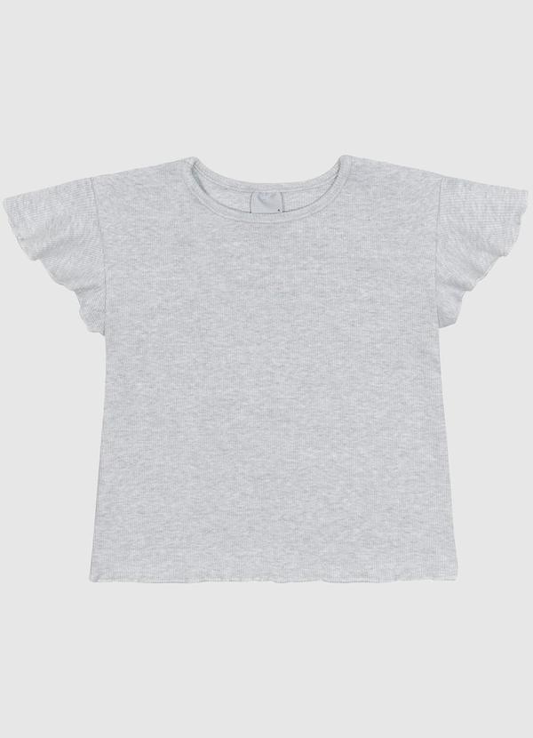Vista 2 Blusa Manga Curta Babado em Ribana Algodão Azul Malwee Kids Malwee Kids
