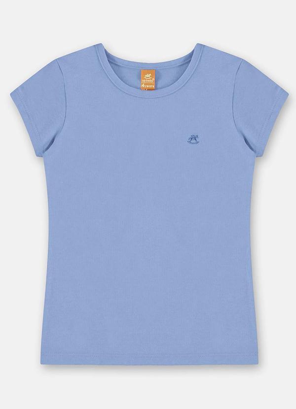 Vista 2 Blusa Manga Curta Básica em Cotton Azul Up Baby Up Baby