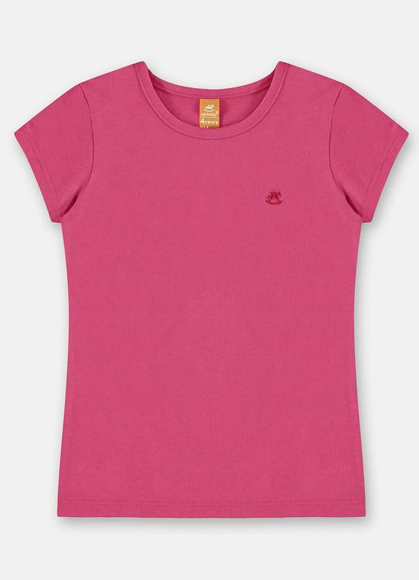 Vista 2 Blusa Manga Curta Básica em Cotton Rosa Up Baby Up Baby