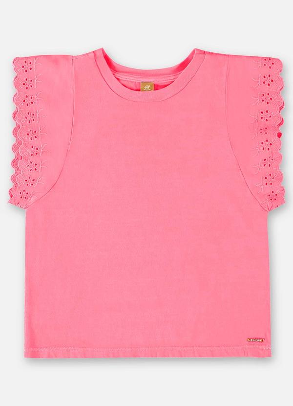 Vista 2 Blusa Manga Curta Básica Infantil Rosa Up Baby Up Baby