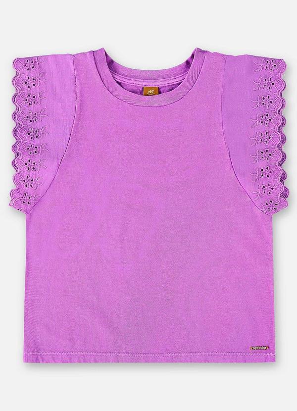 Vista 2 Blusa Manga Curta Básica Infantil Roxo Up Baby Up Baby