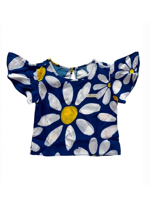 Blusa Manga Curta Estampada Marisol Azul