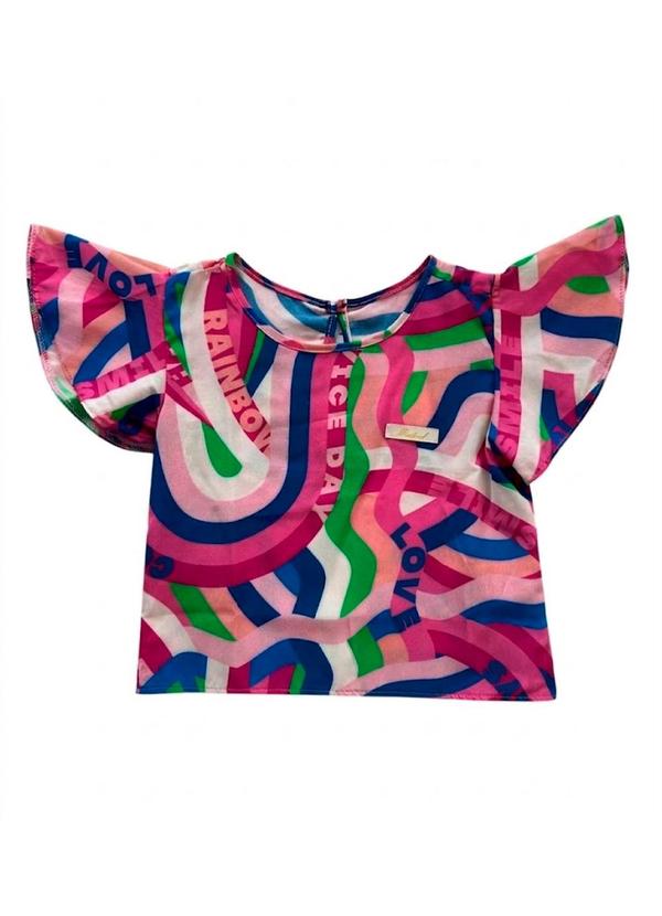 Blusa Manga Curta Estampada Marisol Rosa