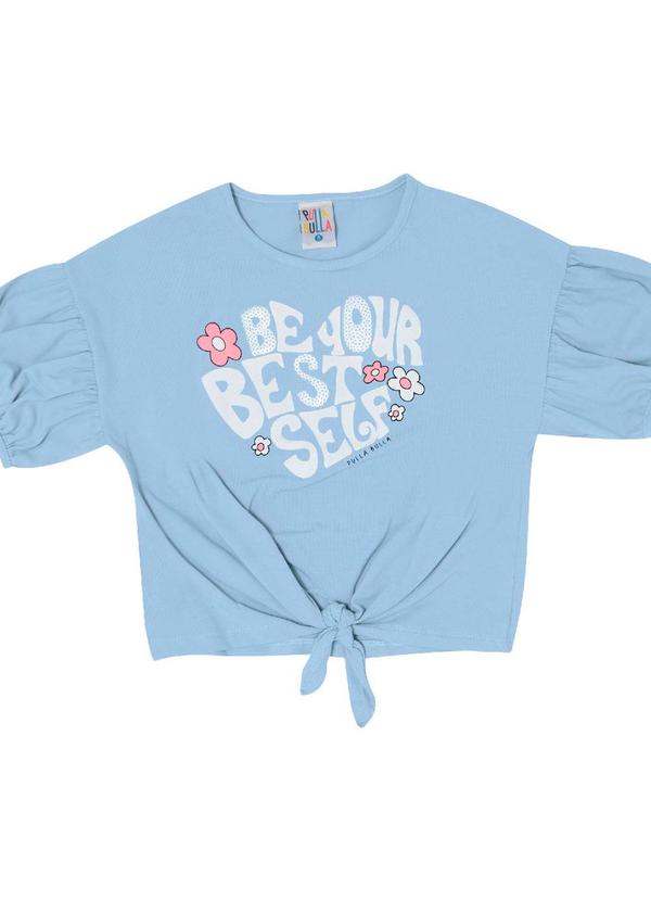 Blusa Manga Curta Menina Azul