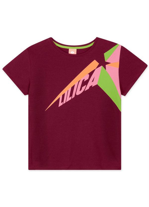 Vista 2 Blusa Manga Curta Menina Infantil Bordô Lilica Ripilica Lilica Ripilica