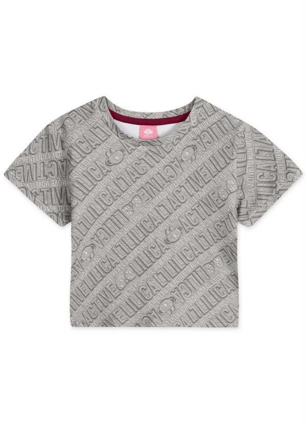 Vista 2 Blusa Manga Curta Menina Infantil Cinza Lilica Ripilica Lilica Ripilica