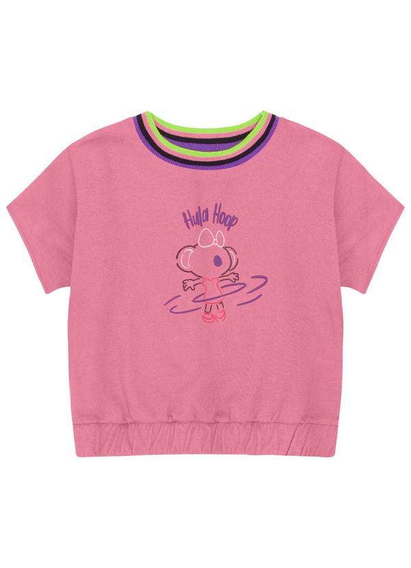 Vista 2 Blusa Manga Curta Menina Infantil Rosa Lilica Ripilica Lilica Ripilica