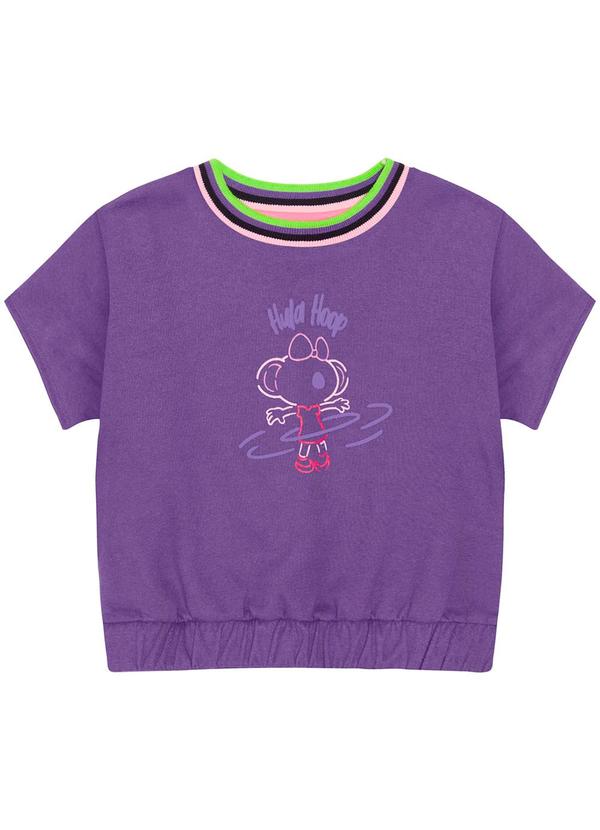 Vista 2 Blusa Manga Curta Menina Infantil Roxo Lilica Ripilica Lilica Ripilica