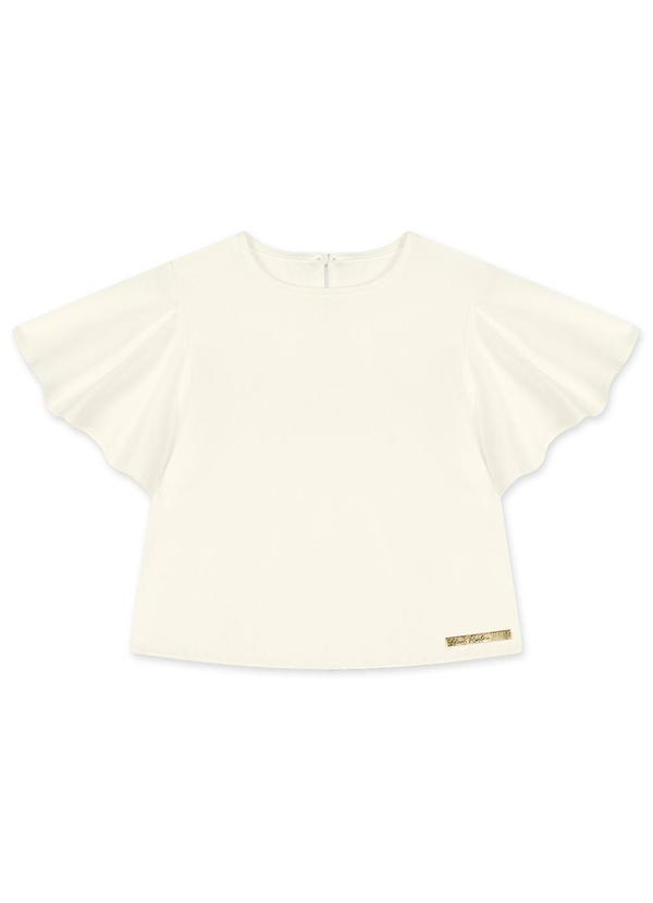 Blusa Manga Curta Infantil Feminina Bege