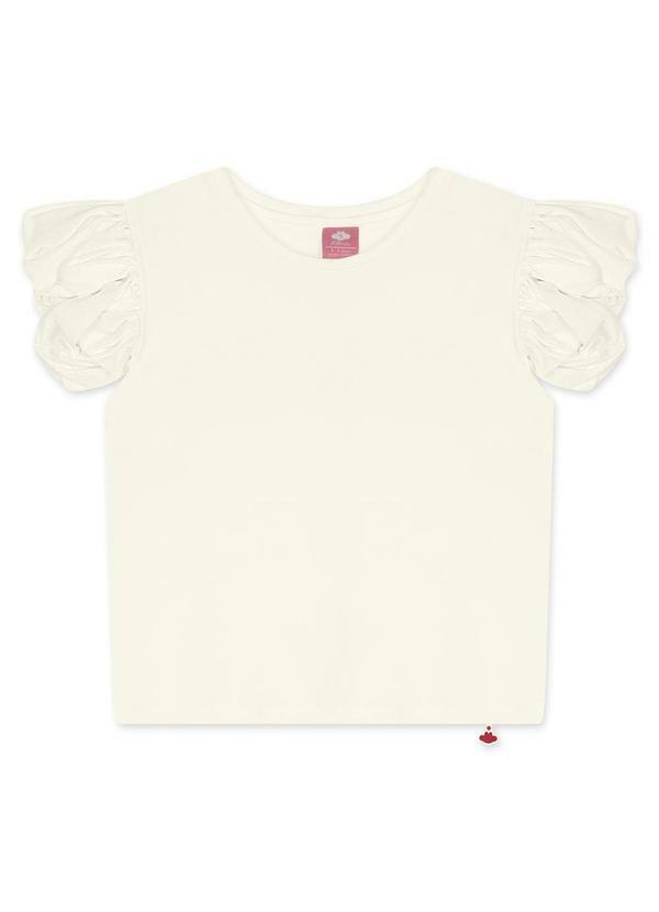 Blusa Manga Curta Infantil Feminina Bege