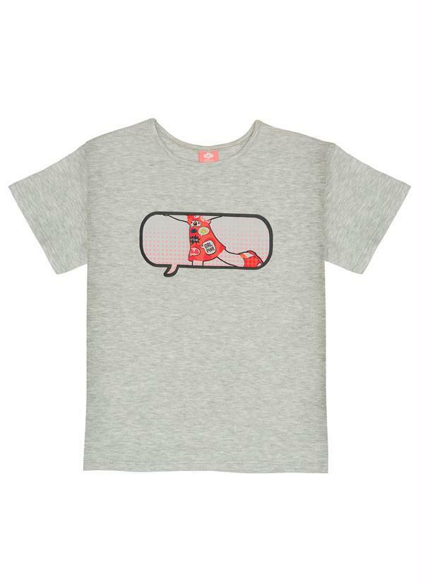 Blusa Manga Curta Infantil MeninaCinza