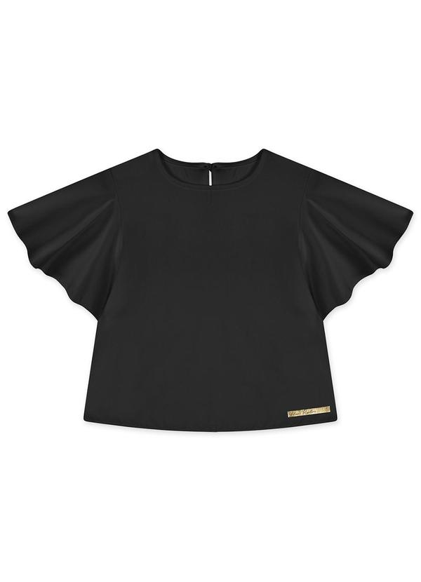 Vista 2 Blusa Manga Curta Infantil Feminina Preto Lilica Ripilica Lilica Ripilica