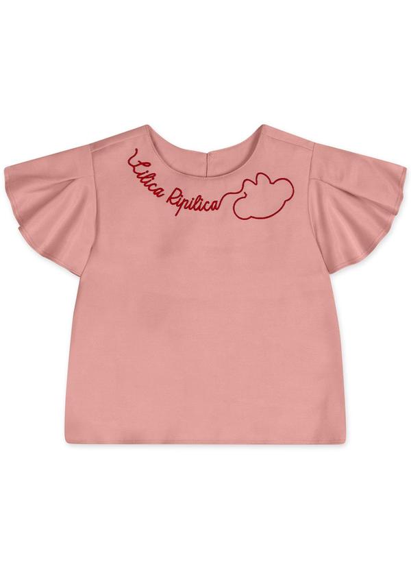 Blusa Manga Curta Infantil Feminina Rosa
