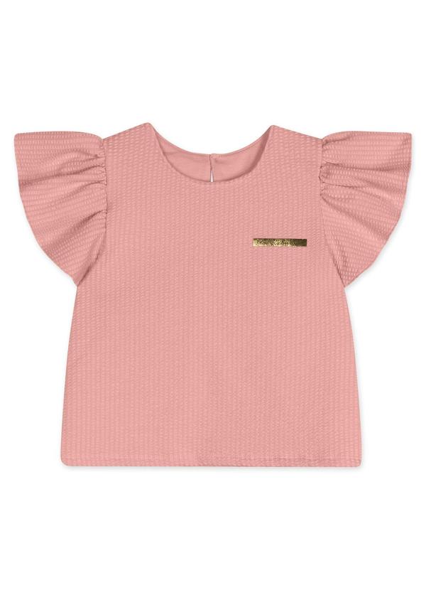 Blusa Manga Curta Infantil Feminina Rosa