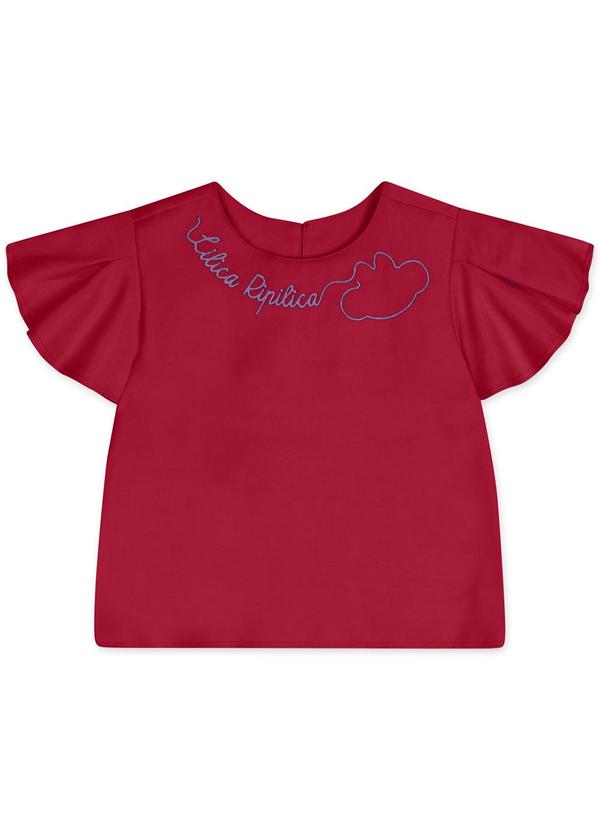 Blusa Manga Curta Infantil Feminina Vermelho