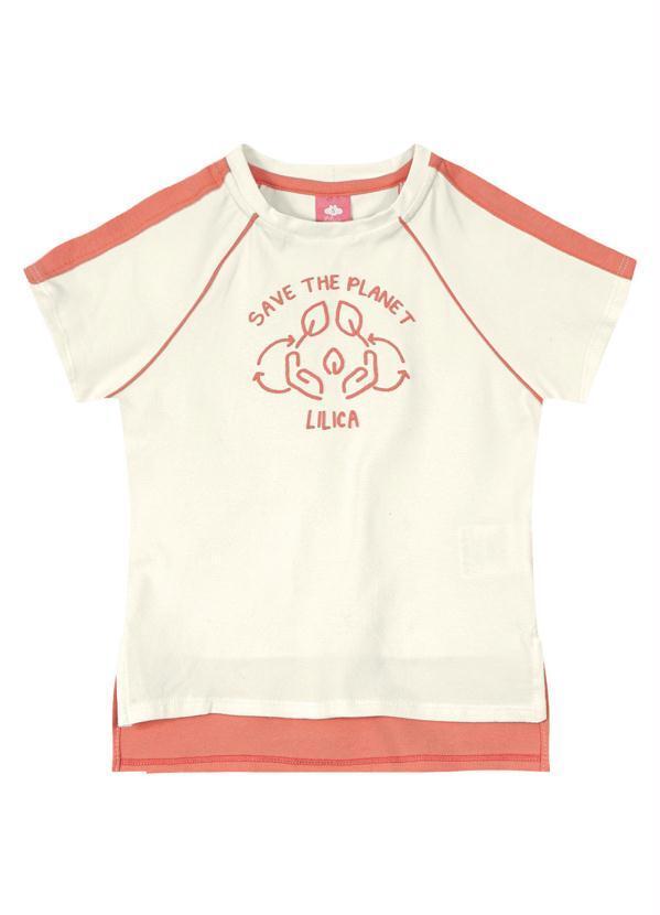 Blusa Manga Curta Malha Menina Bege