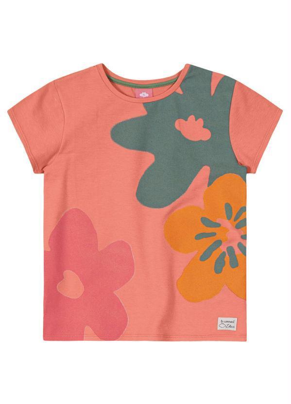 Blusa Manga Curta Malha Menina Laranja