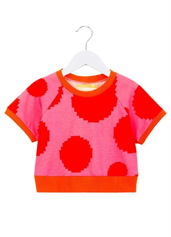 Vista 2 Blusa Manga Curta Malha Ploct Rosa Fabula Fabula