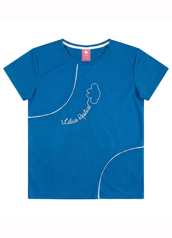 Vista 2 Blusa Manga Curta Menina Azul Pulla Bulla Pulla Bulla