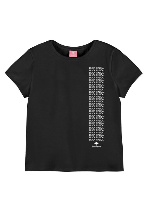 Vista 2 Blusa Manga Curta Menina Lilica Ripilica Preto Lilica Ripilica