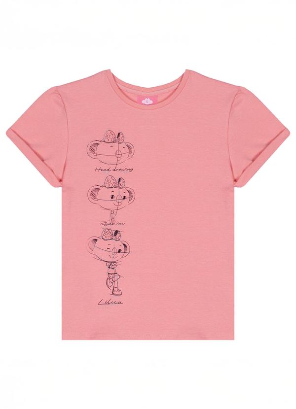 Vista 2 Blusa Manga Curta Rosa Lilica Ripilica Lilica Ripilica