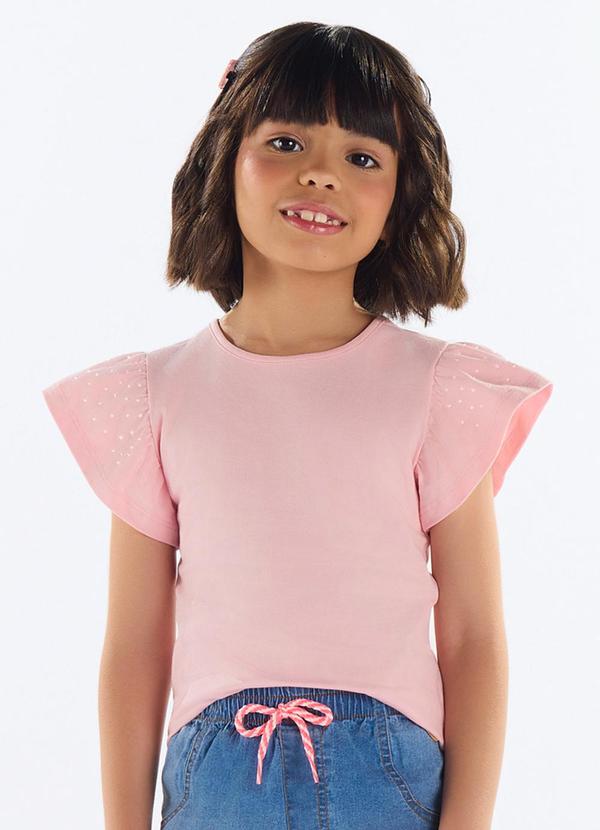 Vista 2 Blusa Menina com Strass Rosa Quimby Quimby