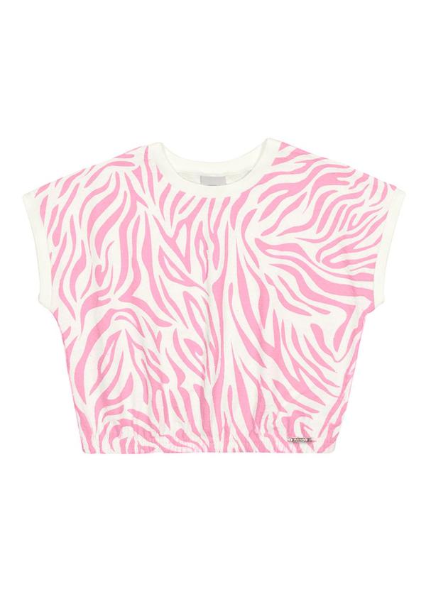 Vista 2 Blusa Menina Cropped com Estampa Zebra Rosa Alakazoo Alakazoo