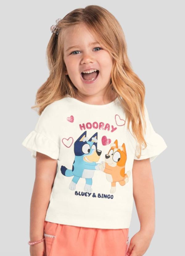Blusa Menina da Bluey com Glitter Natural