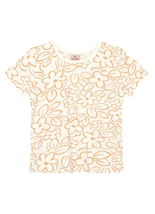 Vista 2 Blusa Menina de Flores em Meia Malha Natural Brandili Brandili