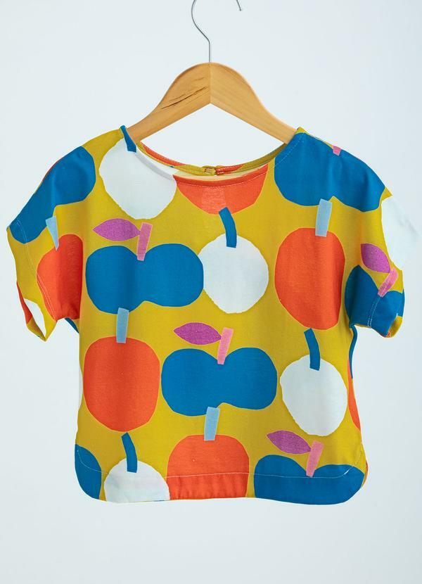 Blusa Menina de Malha Maçã Amarelo