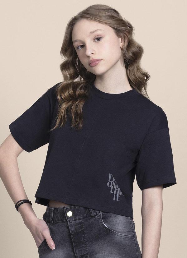 Blusa Menina em Meia Malha Pentada Preto