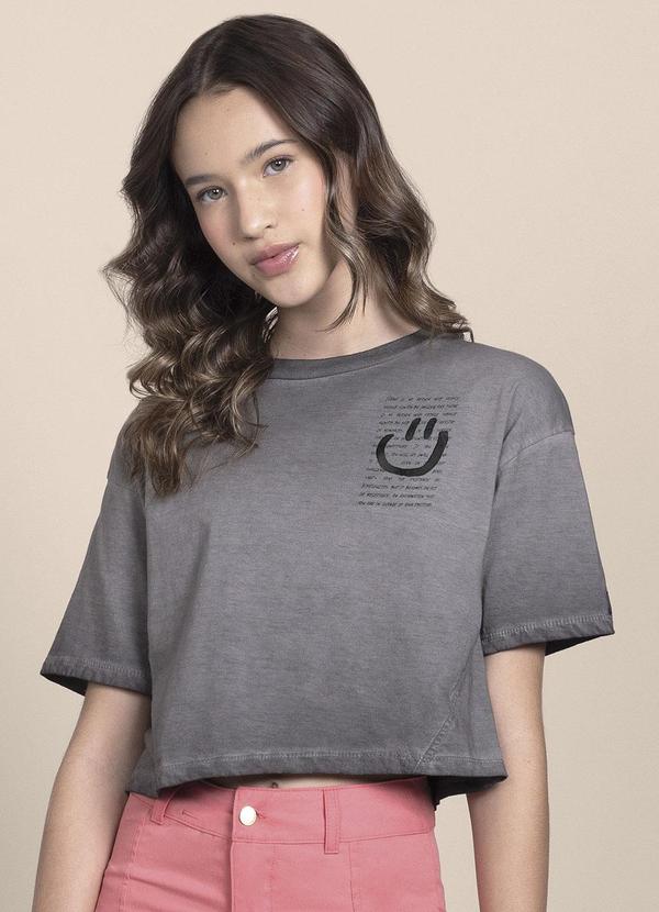 Blusa Menina em Meia Malha Pentada Smile Preto