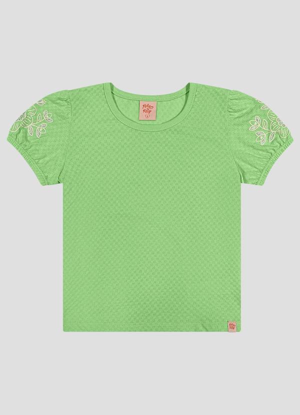 Blusa Menina em Meia Malha Trabalhada Hive Verde
