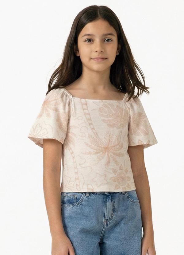 Blusa Menina Estampada Bege