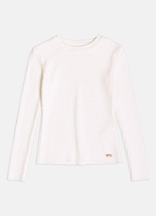 Blusa Menina Infantil Off White Básica de Tricot