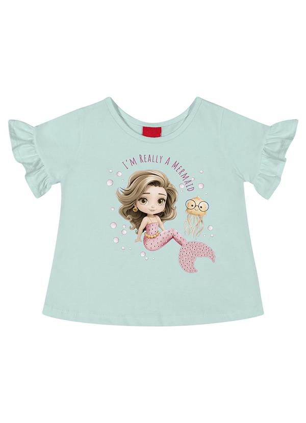 Vista 2 Blusa Menina Sereia Verde Kyly Kyly