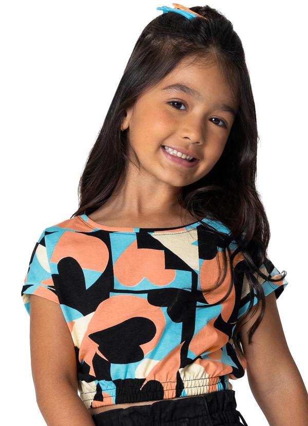 Vista 2 Blusa Preto Cropped Geométrico Menina Malwee Kids Malwee Kids