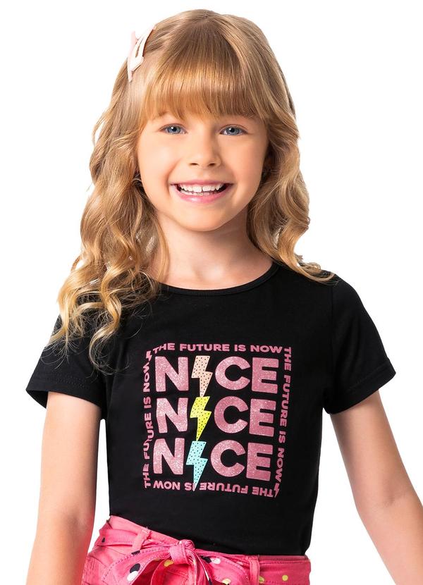 Blusa Preto Nice em Malha Menina