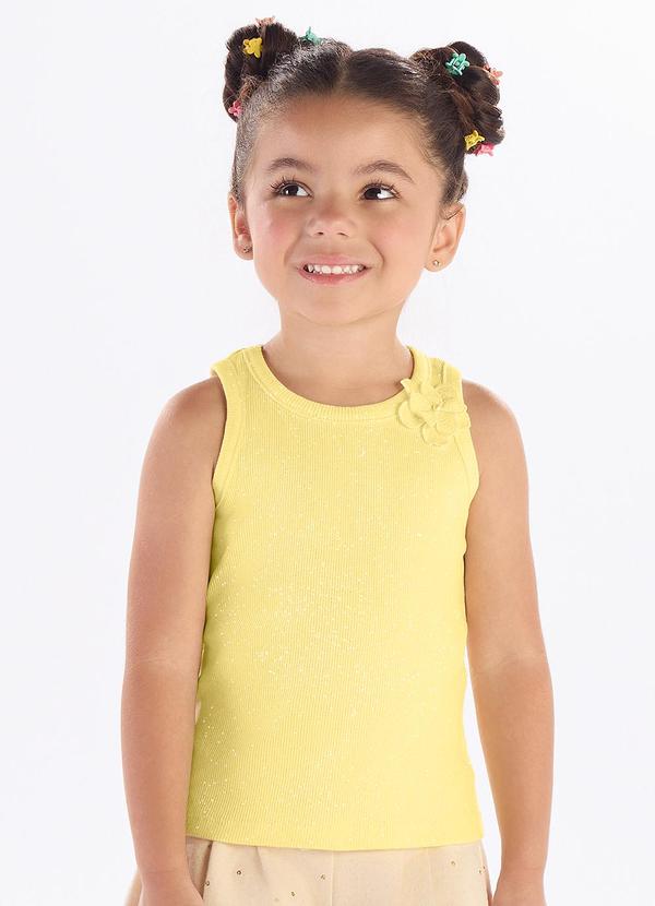 Vista 2 Blusa Ribana com Elastano Leve e Gliter Amarelo Pulla Bulla Pulla Bulla
