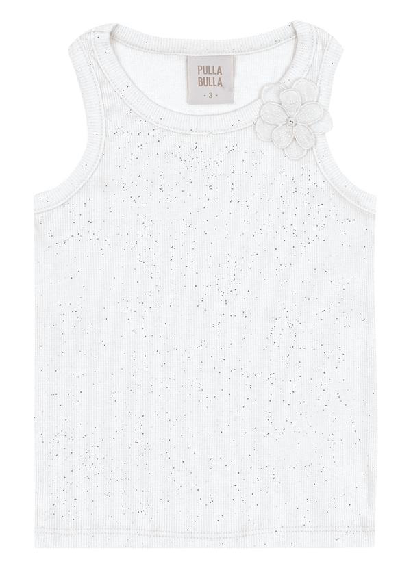 Vista 2 Blusa Ribana com Elastano Leve e Gliter Branco Pulla Bulla Pulla Bulla