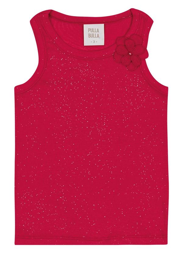 Vista 2 Blusa Ribana com Elastano Leve e Gliter Vermelho Pulla Bulla Pulla Bulla