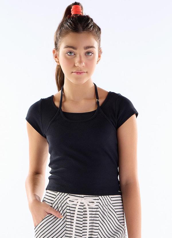Blusa Ribana com Elastano Leve Preto