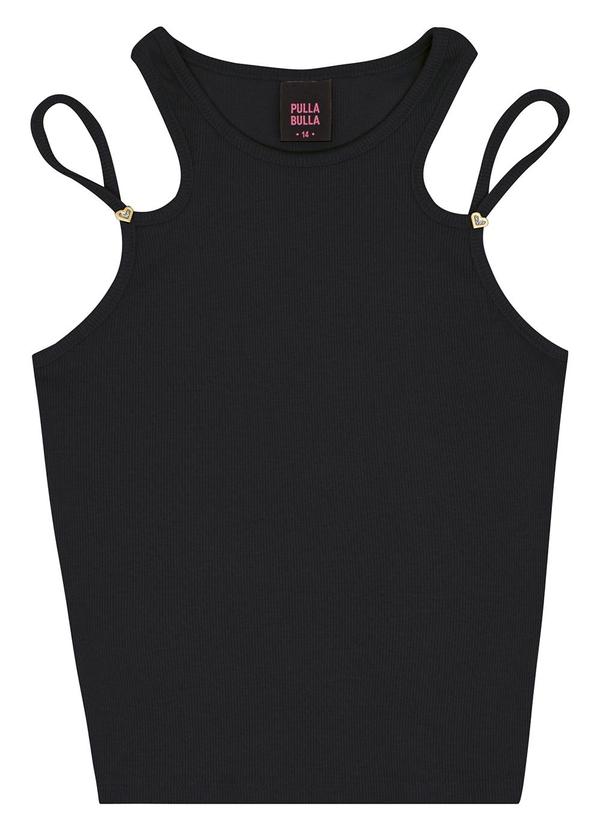 Vista 2 Blusa Ribana com Elastano Leve Preto Pulla Bulla Pulla Bulla