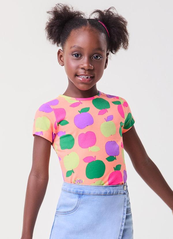 Vista 2 Blusa Rosa com Fruit Print de Maçãs Rosa Bimbi Bimbi