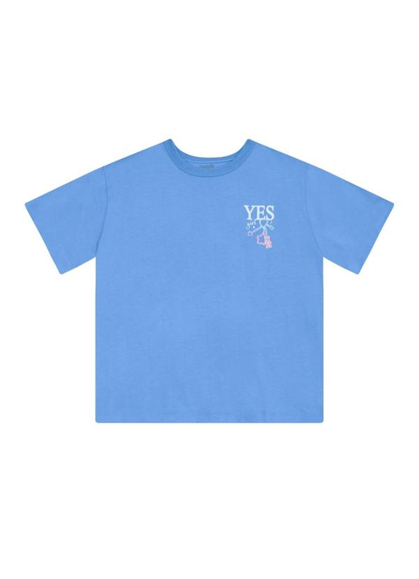 Blusa Teen Menina em Meia Malha Azul